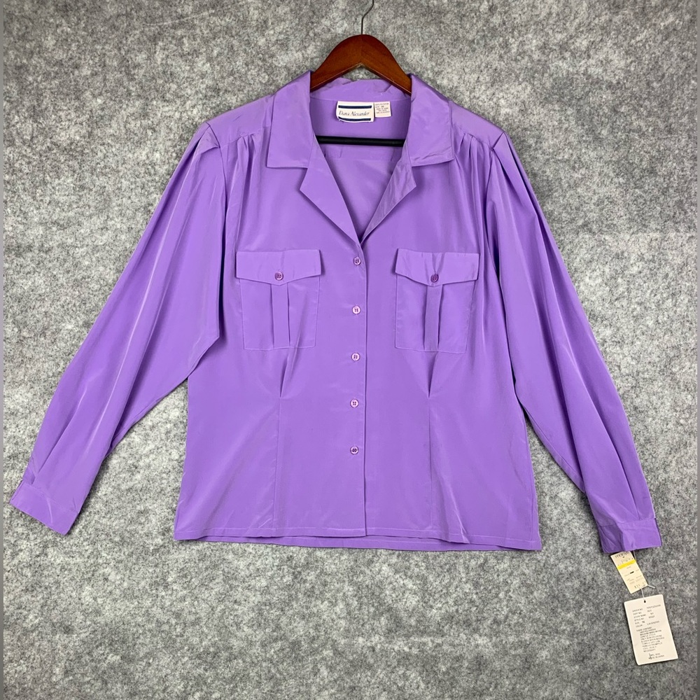 Vintage Dana Alexander Lavender Purple Long Sleeve Blouse Button Up NWT Size 16